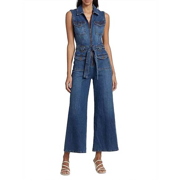 NEW RAMY BROOK bell denim jumpsuit in medium wash